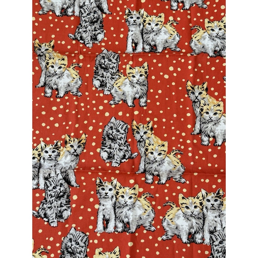 PAUL & JOE Orange Cat Kitten Polka Dot Cotton Kitchen Tea Towel 20x27 NWOT - Picture 3 of 12